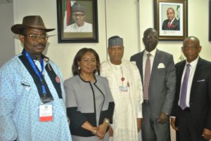 SENATE,  7 L-R,  Deputy Chairman, Senate Committee on Capital Market Sen Foster Ogola, Acting Director General, Securities and Exchange Commission Ms Mary Uduk Member, Senate Committee on Capital Market Sen Shaaba Lafiaji, Acting Executive Commissioner, Operations SEC Mr Isiaku Tilde and SEC, Acting Executive Commissioner Cooperate Services Mr Henry Roland during the  Senate Committee on Capital Market Oversights Visit to SEC in Abuja yesterday 