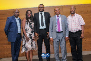 Mr. Temitope Oshuntuyi, SPE Nigeria Council Member; Mrs. Augusta Etim, Senior Production Technologist at Eroton E & P; Mr. Onyebuchi Okereke, SPE Lagos Section Chairperson; Mr. Niyi Afolabi, Head, Development & Wells at Eroton with Mr. Gabriel Bigwan, Senior Geophysicist at Eroton E & P during the Society of Petroleum Engineers Lagos Section monthly technical meeting held recently.