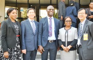 KOREA DELEGATES,  2, L-R,  Head,  Rules Division, Securities and Exchange Commission, Mrs  Eno Otunba-Payne,  Vice President, Good Consulting Group, Mr Pilsoon Han,  Deputy Director, Head Registration, Exchanges and Market Infrastructure, SEC  Mr Emomotimi Agama,  Acting Director General SEC,  Ms Mary Uduk and  Head of the  Republic of Korea Delegates to Nigeria  Dr Choonglyol  Lee during a Meeting between SEC and Republic of  Korea Delegates in Abuja yesterday 