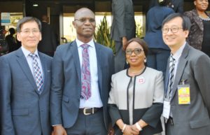 KOREA DELEGATES,  1,  L-R,  Vice President, Good Consulting Group, Mr Pilsoon Han,  Deputy Director, Head Registration, Exchanges and Market Infrastructure, Securities and Exchange Commission  Mr Emomotimi Agama,  Acting Director General SEC,  Ms Mary Uduk and  Head of the  Repulic of Korea Delegates to Nigeria  Dr Choonglyol  Lee during a Meeting between SEC and Republic of Korea Delegates in Abuja yesterday