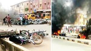 Lagos mob burns 30 okadas, beats motorcyclist for killing pedestrian