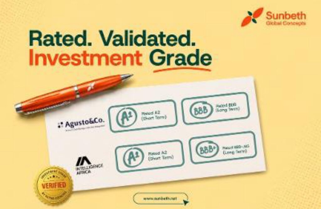 Sunbeth Global Concepts Secures Investment Grade Ratings From Agusto & Co. And Intelligence Africa.