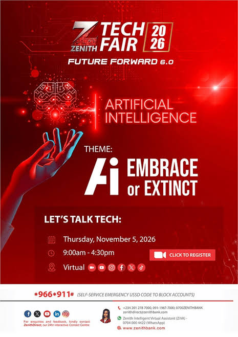 Zenith Bank To Focus On AI In 2026 Tech Fair To Unlock The Future